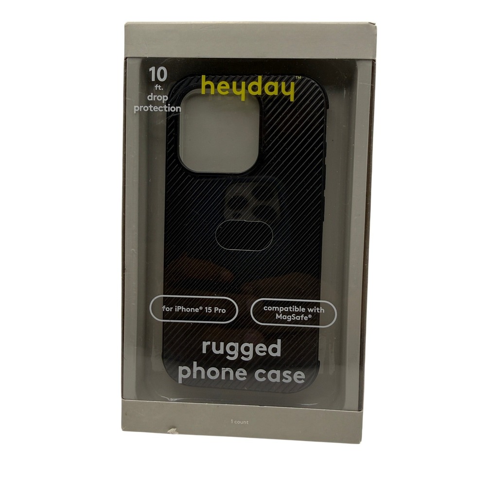 Heyday Rugged Phone Case iPhone 15‎ Pro Black NIB MagSafe 10ft Drop Protection